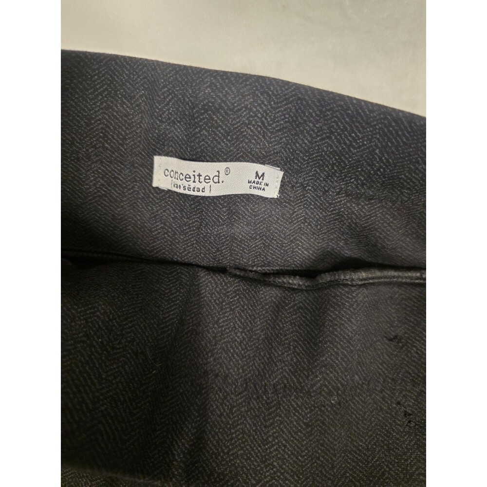Conceited Black Dress Pants Button Flat Front Tapered Leg Solid Women - Picture 5 of 10